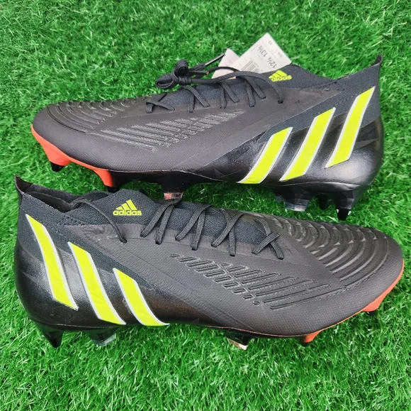 New Adidas Predator Edge.1 SG Core Black Red Soccer Cleats GW1017 Mens sz 12.5 Adidas Predator Edge .1 L FG Soccer Cleats Black Red Shoes  main image 2